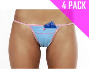 Baby Blue Smuggling Duds Female Stash Pocket Thong - 4 Pack - Picture 1 of 4