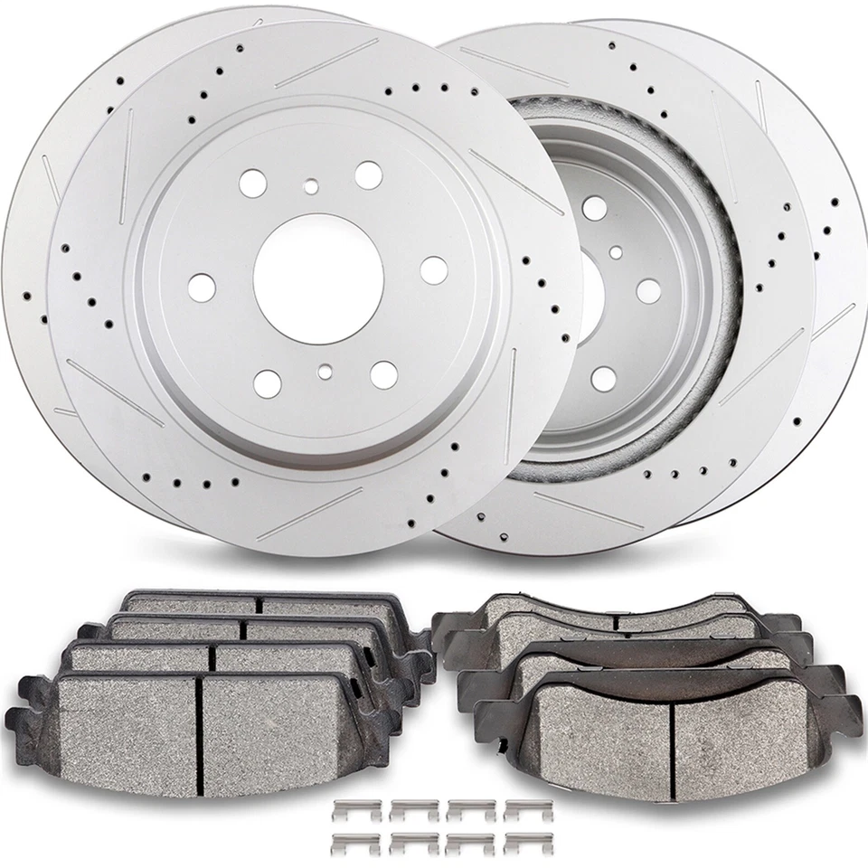 Brake Rotors Discs Metallic Pads Front + Rear For 2007 2008-2015 Chevrolet Tahoe Foto 1 de 1