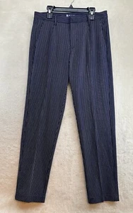 Allen Solly Men's Pinstriped Navy Blue Pants Authentic Chino Crop Fit Size 33 - Picture 1 of 12