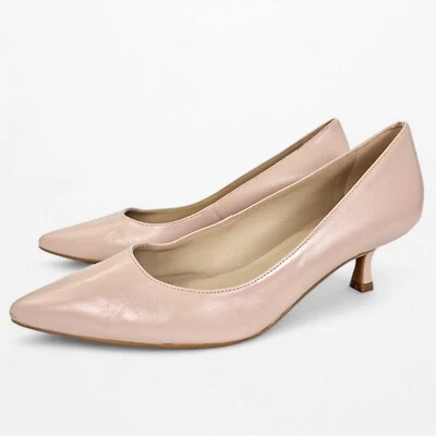 Zapatos de salón Ted Baker de cuero talla 7 rosa nude puntiagudo punta cerrada tacones de gatito Foto 1 de 4