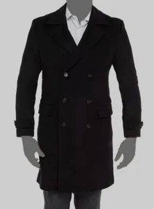 Ralph Lauren Men's Black Lumber Double Breasted Overcoat Coat Jacket Size 38S - Picture 1 of 4