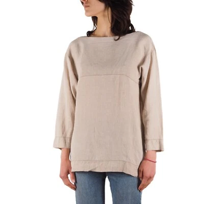 Issey Miyake винтажный женщин бежевый льняной 3/4 рукав блузка верхний размер S / маленький - Изображение 1 из 4