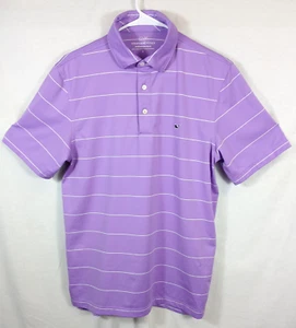 Vineyard Vines Men’s Performance Polo Size Sm Purple White Stripe Stretch Fabric - Picture 1 of 7
