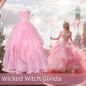 Vestido formal de cosplay Wicked Part One Glinda con pendientes de corona disfraz de juego de rol - Imagen 1 de 19