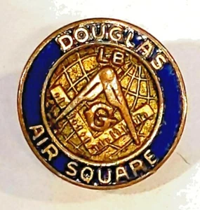 Antique Vintage Blue Douglas Air Square Masonic Berkey Lapel Hat Pin #S323 - Picture 1 of 2