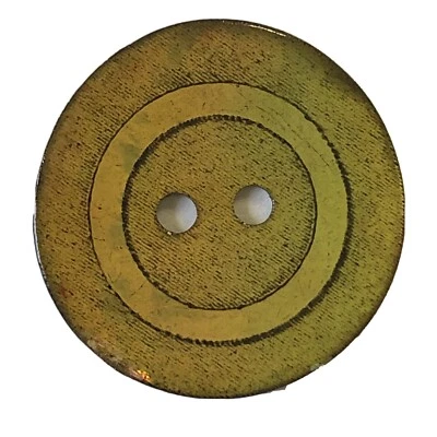 Rare Vintage Gold Pearlescent Shell Laquered Circle Pattern Round Button 15/16" - Image 1 of 4