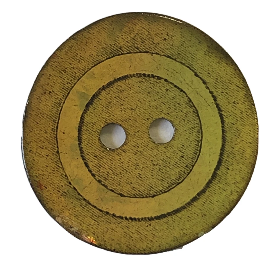 Rare Vintage Gold Pearlescent Shell Laquered Circle Pattern Round Button 15/16" - Image 1 of 4