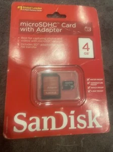 NEW MicroSDHC 4GB Card Adapter ScanDisk card top cut - Afbeelding 1 van 2