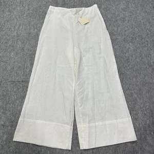NWT Good Luck Gem Women's White Linen Cropped Wide Leg Pants - Size L - Picture 1 of 16