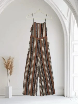 Mono para mujer Forever 21 talla pequeña multi rayas pierna ancha tiras boho chic Foto 1 de 4