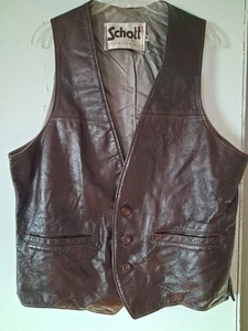 Vintage Schott NYC Sportswear Herren Lederweste braun gefüttert Größe M - Bild 1 von 9