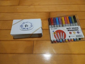 Lot 86 3x5 Nass/Trocken abwischbare Karten & 11 Nass abwischbare Marker - gebraucht, sehr gut! - Bild 1 von 4