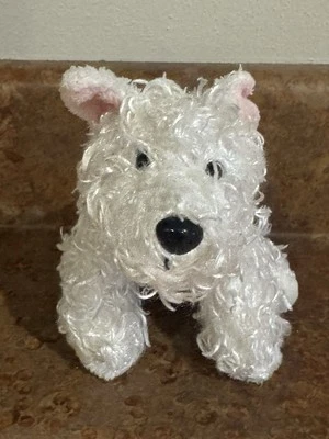 Ganz White Terrier Puppy Dog Pink Bow 8" Plush Stuffed Animal Webkins No Code!! - Image 1 of 4