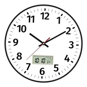 Digital Wall Clock with Time, Day of Week and Temperature, Silent Non-Ticking - Picture 1 of 7