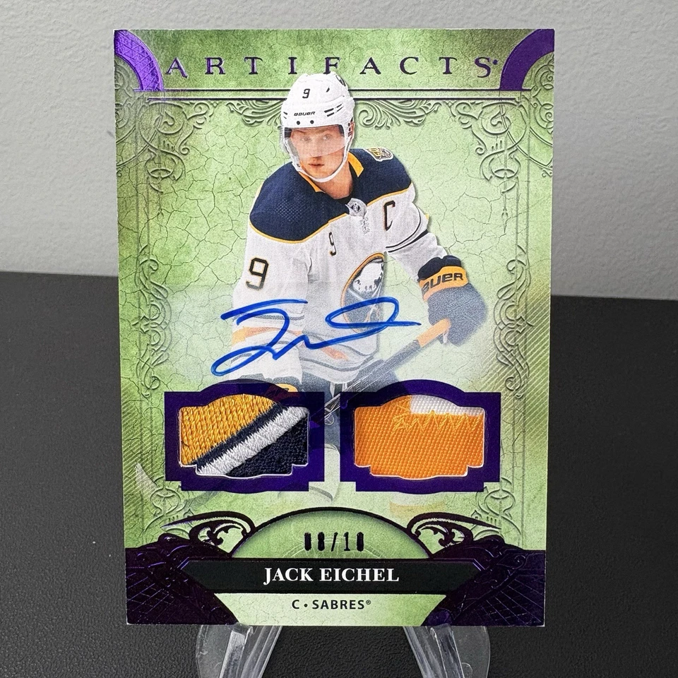2020-21 Upper Deck Artifacts Stars Material Purple /10 Jack Eichel #138 Auto NHL - Image 1 of 2