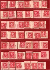 US 1922/34, Washington 2c Carmine, x168 Plate Singles, Mixed Types, Mint, OG, LH - Picture 1 of 8