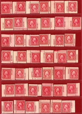 US 1922/34, Washington 2c Carmine, x168 Plate Singles, Mixed Types, Mint, OG, LH - Image 1 of 4