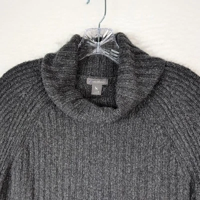 Suéter de cuello alto Eddie Bauer para mujer mediano acanalado elástico mezcla de lana gris Foto 1 de 4