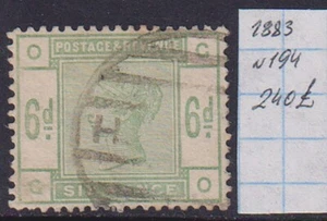 Great Britain QV 1883 6 d Dull Green SG#193 - 240£ Used - Picture 1 of 2