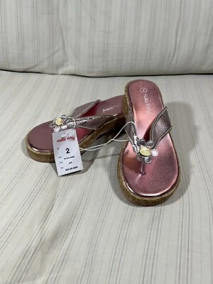 Sandalias Hello Kitty Y2K 2007 nuevas con etiquetas rosa brillante plataforma talla 2 chanclas NOS S1 Foto 1 de 4