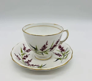 colclough teacup and saucer heather purple flowers gold trim Tea Coffee Service - Picture 1 of 7