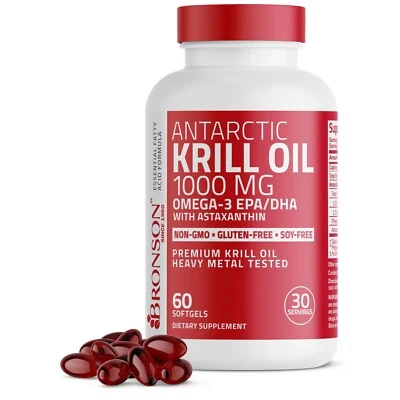 Antarctic Krill Oil 1000mg with Omega-3s EPA, DHA and Astaxanthin - Image 1 of 4