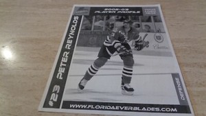 2002-03 Florida Everblades Program Insert Photo of Peter Reynolds - ECHL Hockey