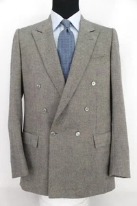 Brioni Italy Double Breasted Sport Coat Gray Pure Cashmere MOP Btns 41L - Picture 1 of 12
