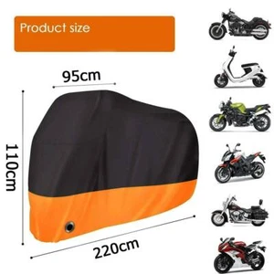L Motorcycle Cover Heavy Duty Waterproof For Winter Outside Storage Snow Rain JQ - Picture 1 of 10