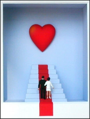 Original 3 D Objekt Volker Kühn "Der gemeinsame Weg" Hochzeit  handsigniert NEU - Bild 1 von 2