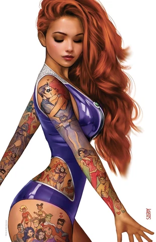 π₯ TITANS #1 NATHAN SZERDY 616 STARFIRE TATTOO Virgin Variant B Cover