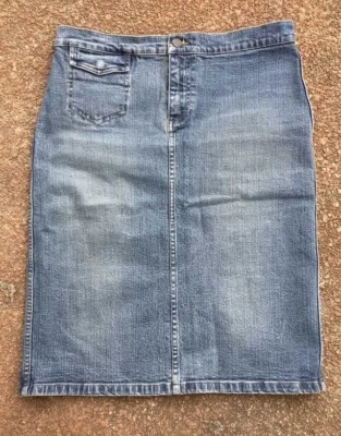 Vintage Polo Jeans Co Denim Jean Falda Mujer 10 32 Azul Hasta la Rodilla Foto 1 de 4