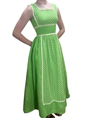 Sz XS~S Vtg 60s Maxi Sun Dress Embroidered Cottage Core Lace Lined Prom Gown - Image 1 of 4