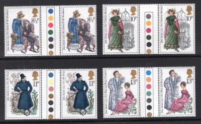 GB 1975 Jane Austen Traffic Lights Gutter Pairs Set. Unfolded MNH - Image 1 of 2