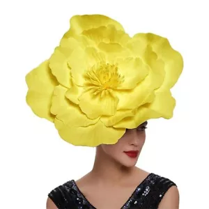 Cappello Fascinator Ospite Matrimonio Prom Sposa Kentucky Derby Headpiece Fiore Grande - Foto 1 di 14