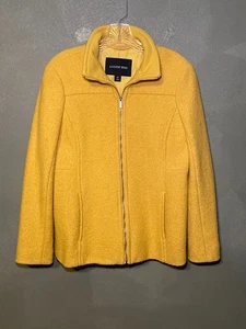 Lands End Women's Gold Wool Blend Mid-Length Full Zip Jacket - Sz 6P - Picture 1 of 6