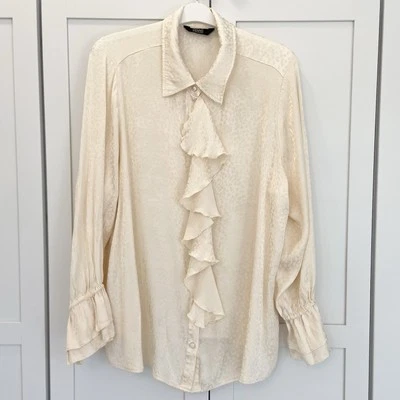 Blusa Dennis Basso Volantes Frontales Marfil Talla 2X Foto 1 de 4