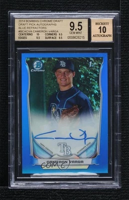 2014 Bowman Draft Chrome Pick Blue Refractor Cameron Varga BGS 9.5 GEM MINT Auto - Image 1 of 2