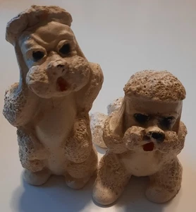 2 figuras de perro vintage de tiza par de caniches figuras premio carnaval - Imagen 1 de 13