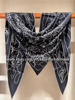 Sallys 70% Cashmere & 30% Silk Scarf Rabbit Print Large Triangle Shawl 190*125cm - Image 1 of 4