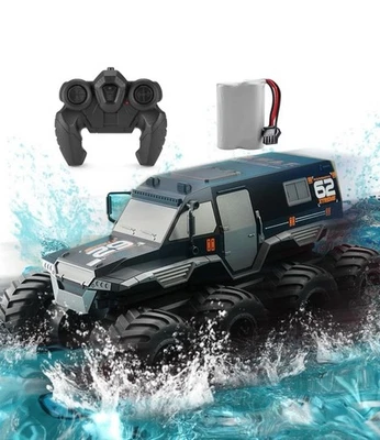 Amphibious RC Trucks,8WD Offroad Waterproof,1: 12 Large Remote Control Black - Image 1 of 4
