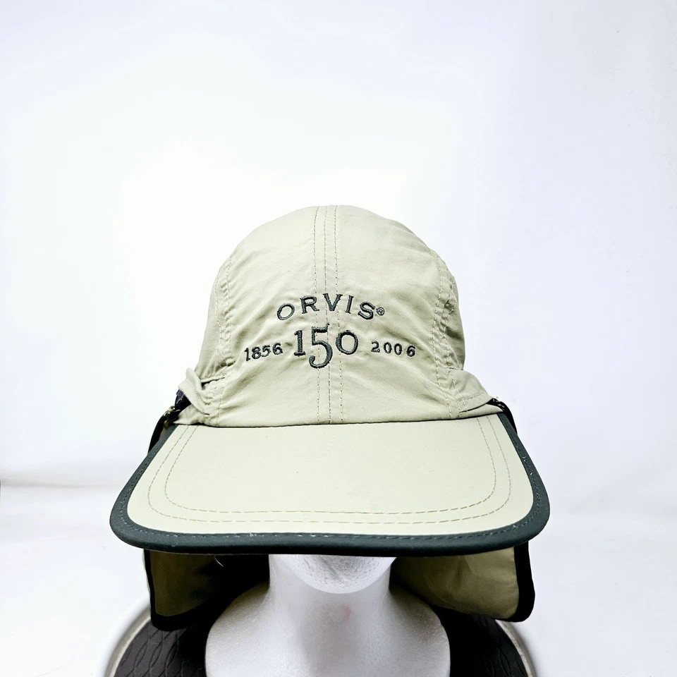 Gorra de pesca con mosca Orvis Long Bill 5 paneles sombrero caqui parasol hechizo usado  Foto 1 de 4