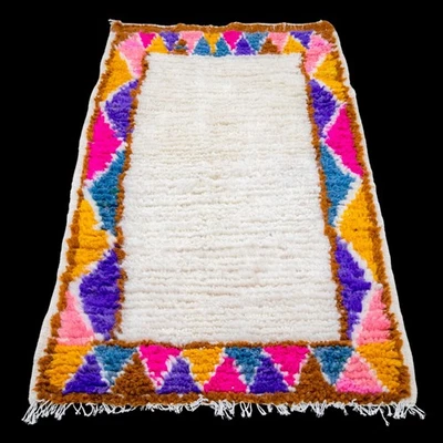 2x3 Moroccan Rug Colorful Berber Tribal Design Boho Chic Floor Handmade Mat - Image 1 of 4