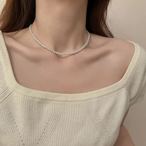 Pearl Choker Necklace Handmade White Beads Baroque Vintage Women Jewelry 1 Pc - Picture 1 of 23