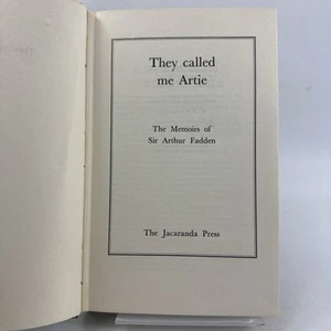 They Called me Artie The Memoirs of Sir Arthur Fadden (Hardcover 1969) - Picture 1 of 15