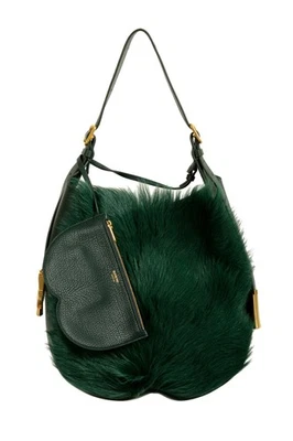 博柏利女式“中象棋”纹理皮革和毛皮手提包单肩包 — 第 1/4 张图片