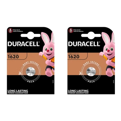 2 Duracell CR1620 Coin Cell Battery 3V Lithium DL1620 1620 BR1620 LONGEST EXPIRY - Image 1 of 3