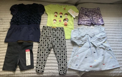 Lote de 12 + 18 Meses Niñas Pequeñas Ropa Camisa Pantalones Cortos Pantalón Vestido Diseñador Foto 1 de 4