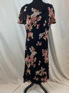 New Talbots Made Is USA Black Floral Dress Women’s Size 14 MSRP $148 - Picture 1 of 11