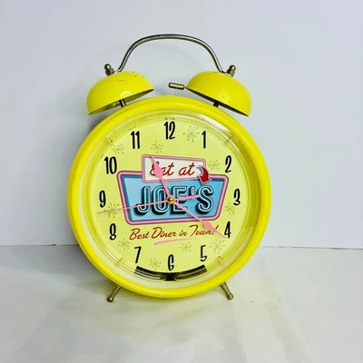 Eat at Joe's Diner Clock Yellow Retro Alarm Clock Best Diner in Town Works - Image 1 of 4
